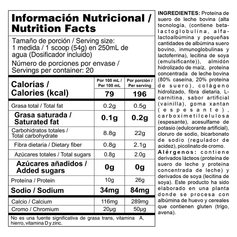 Bipro Lite - Proteína de suero de leche + Colágeno hidrolizado
